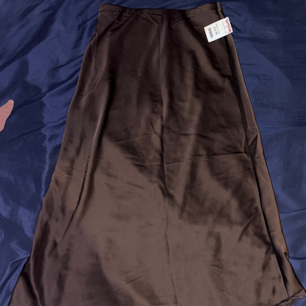 Truth Chocolate Brown Satin Maxi Skirt